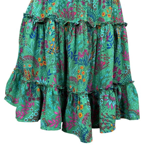 Baltic Born NWT Rio Green Multi Floral Rayon Boho Fairy Short Dress Size S - Picture 7 of 13